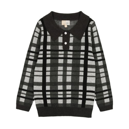 PLAIDBUTTONCREW BLACK 2T 8Y 48 FLAT