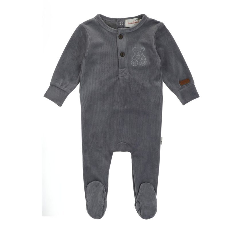 RibbedVelourTeddyFootie GreyBlue 3M 12M 36 92fe7c95 e9e9 4f5a ac5e b77763c3c2bb